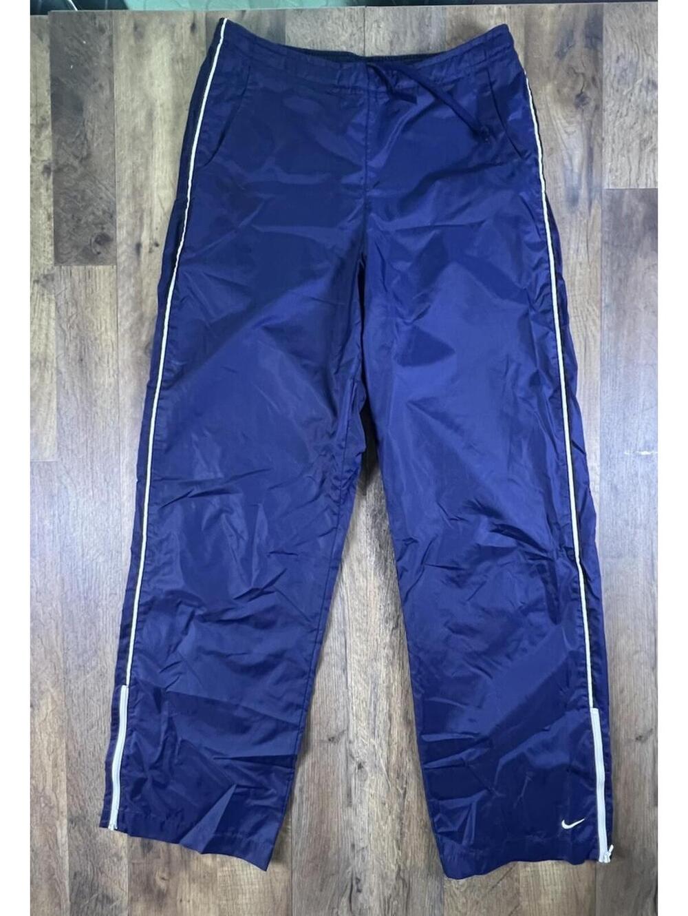 Vintage Nike Windbreaker Pants Medium (8-10) Navy Blue Baggy Hip Hop y2k 2000s
